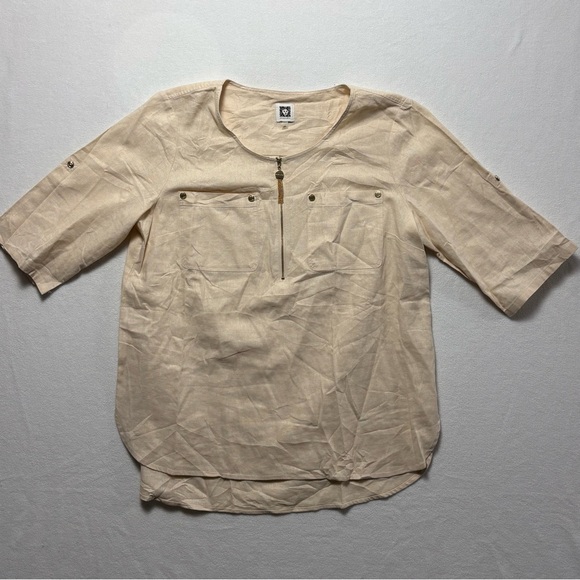 Anne Klein Women’s Classic Beige Tunic with Gold Accents - Picture 2 of 10